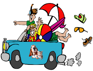 holidaymakers in a car